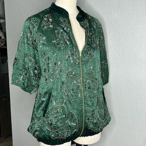 Not so Serious satin beaded bomber jacket